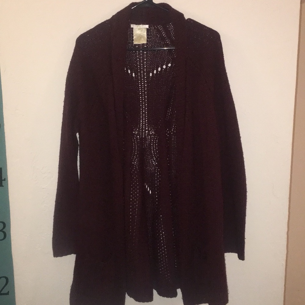 Burgundy open cardigan